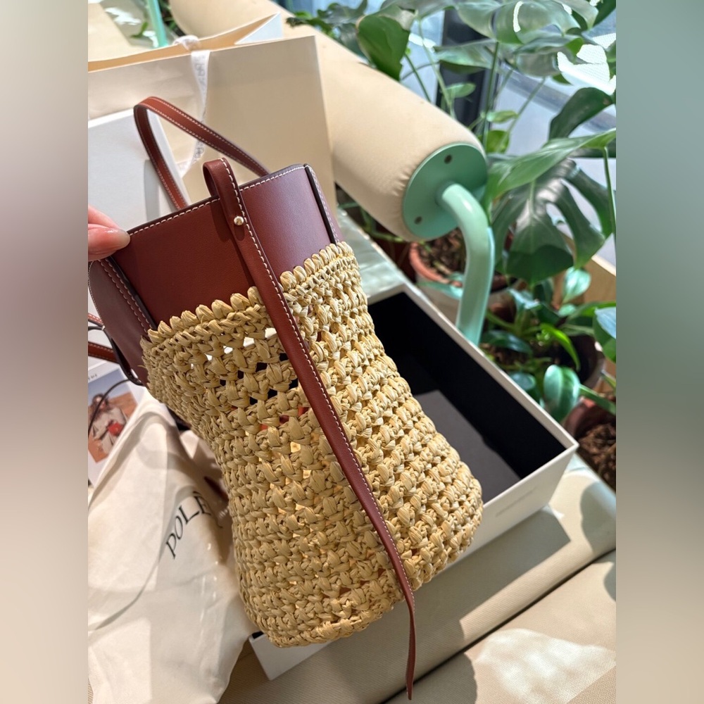 Polène Woven Raffia Leather Tote Bag - Picture 8 of 11